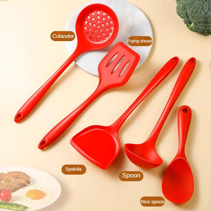 Silicone Kitchen Utensils Set 1-5pc Non-Stick Spatula Ladles & Strainers BPA-Free Heat Resistant Dishwasher Safe Cooking