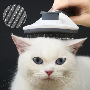 Stylish Pet Hair Removal Brush - Stainless Steel Automatic Dog Hair Comb for Grooming Supplies - Safely Removes Pet Hair - Easy  2