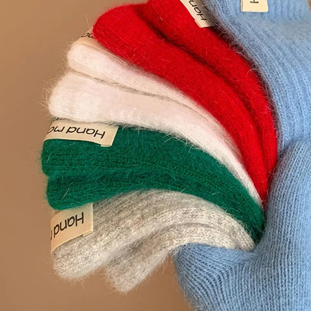 Winter Women Wool Gloves Knitted Full Finger Extended Long Gloves Wool Touchscreen Mittens Thick Warm Cycling Anti Cold Gloves