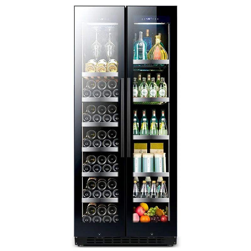 350L Double Glass Door Wine and Beverage Refrigerator