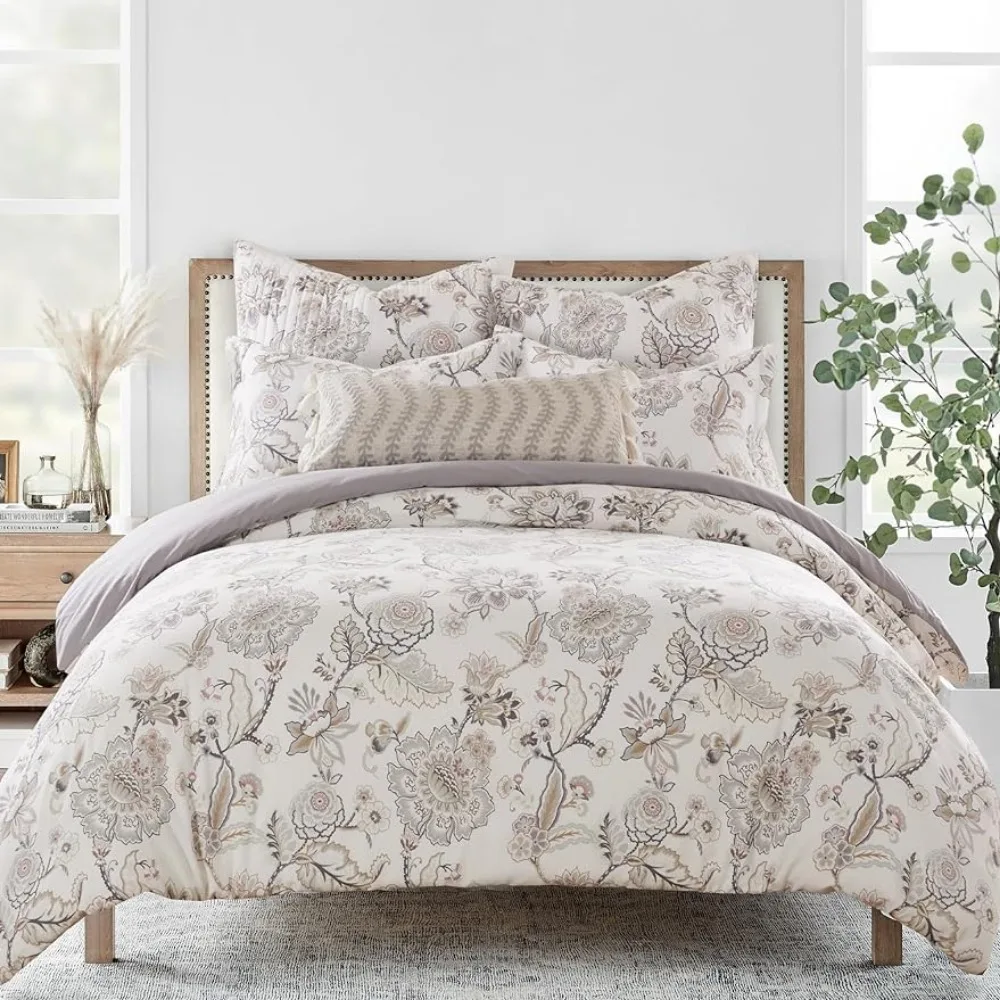 

Duvet Cover+two Extra Large Pillowcases - Flowers - Taupe Cream Powder Blusher - Duvet Cover and Pillowcase