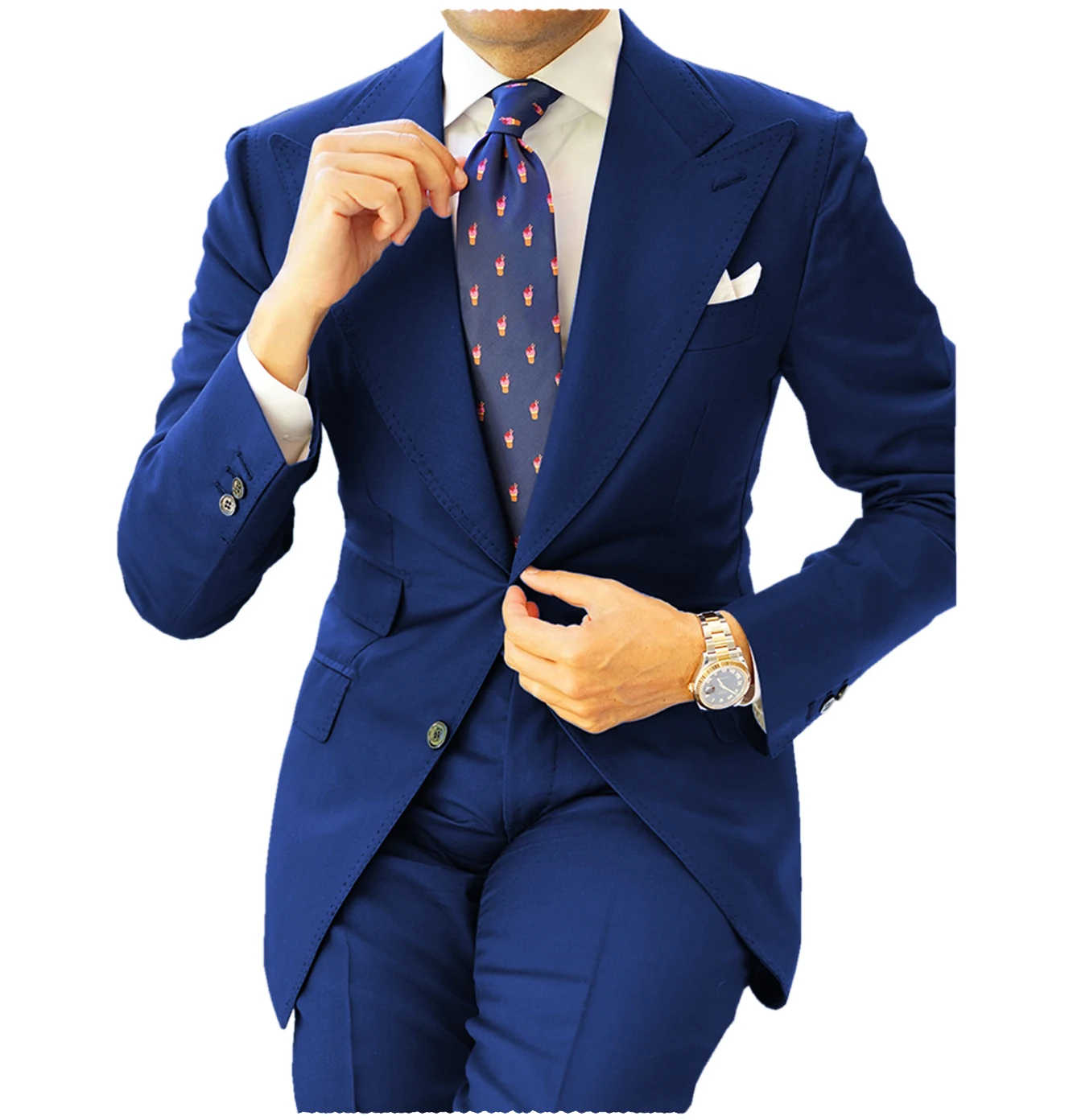 Classic Men Suits 2 PCS Navy Blue Slim Fit Business Tuxedos for Formal Wedding Suit Blazer Groom Suit Peak Lapel formal suit business men clothing