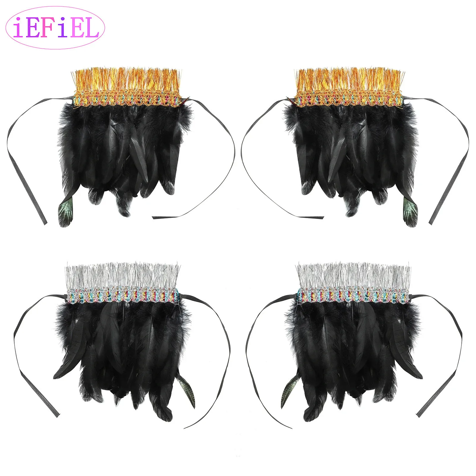 

Halloween Gothic Feather Gloves Sleeves Bracelet Shiny Tassel Lace Trim Wrist Bands Gloves Steampunk Costumes Accessories