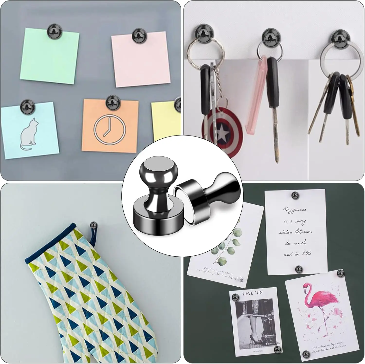 12Pcs Black Fridge Magnets Small Strong Magnets For Whiteboard Office Classroom Map Kitchen Accessories Locker Accessories
