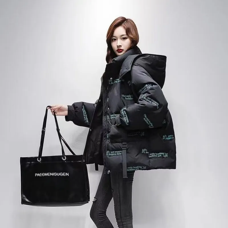 2023 New Women Down Jacket Winter Coat Female Warm Thickened Parkas Loose Short Code Outwear Fashion Hooded Large Size Overcoat