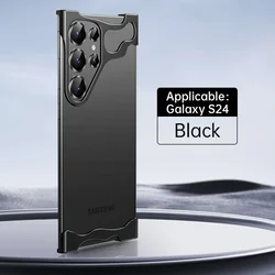 Irregular Aluminum Alloy Bumper Cellphone Case with Lens Protection and Metal Shockproof Cover - Galaxy S24 Plus (Black)