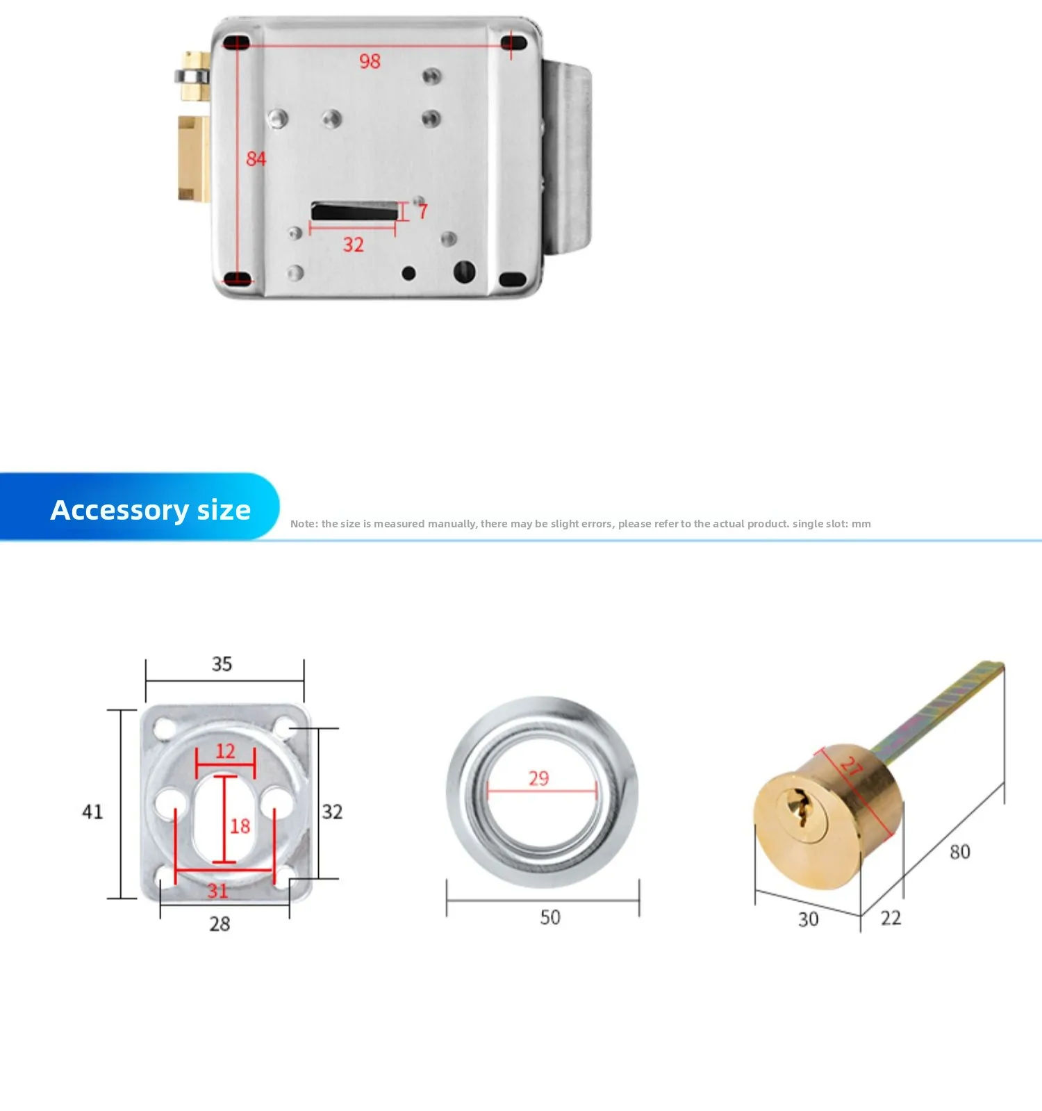 stainless steel baking paint electric control lock single and double head commun