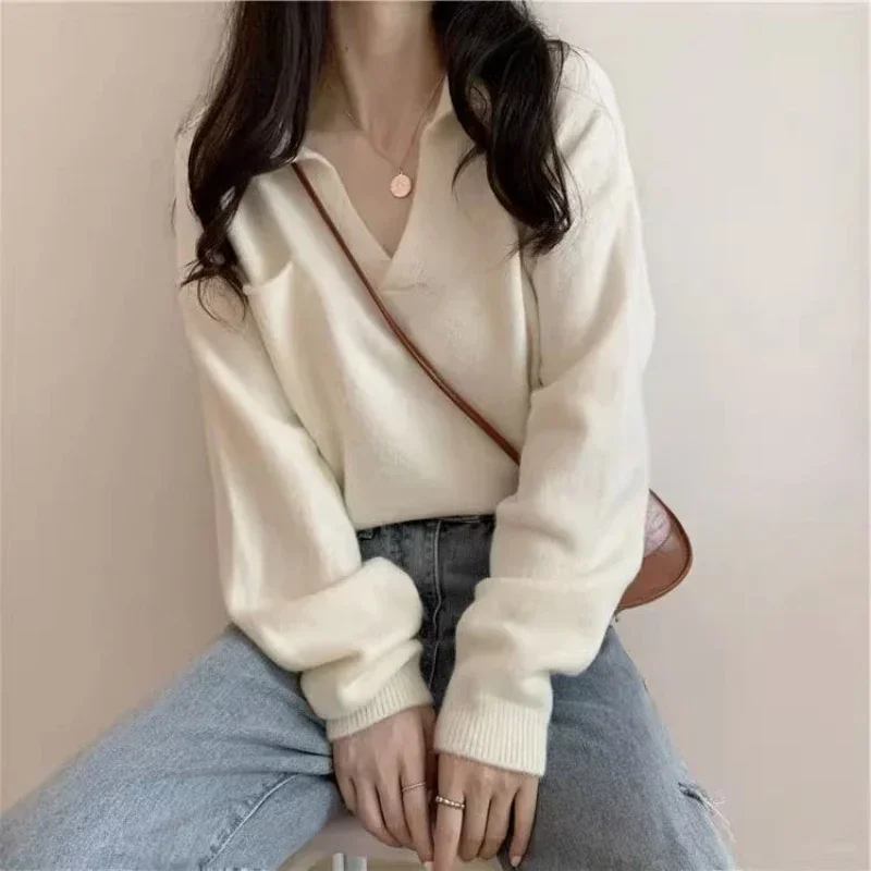 

Pullovers Off White V-neck Knit Tops for Woman Beig Women's Sweater Black Cheap and Free Shipping Offers Tall Winter 2023 Modern