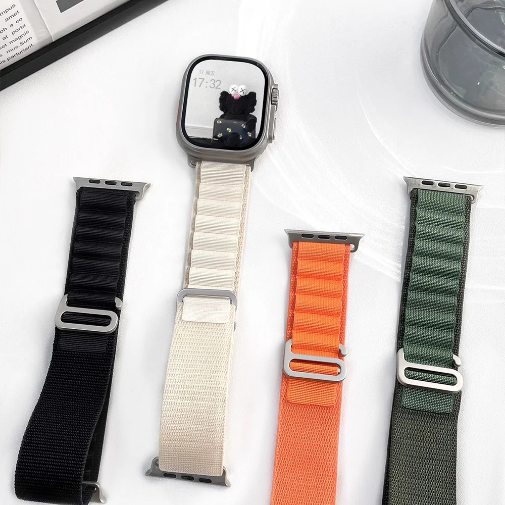 Nylon-Schlaufenarmband für Apple Watch Ultra 49mm 46 42 45 41 44 40 38mm Uhrenarmband für iWatch Series SE 11 10 9 8 7 6 5 4 – Detail 9