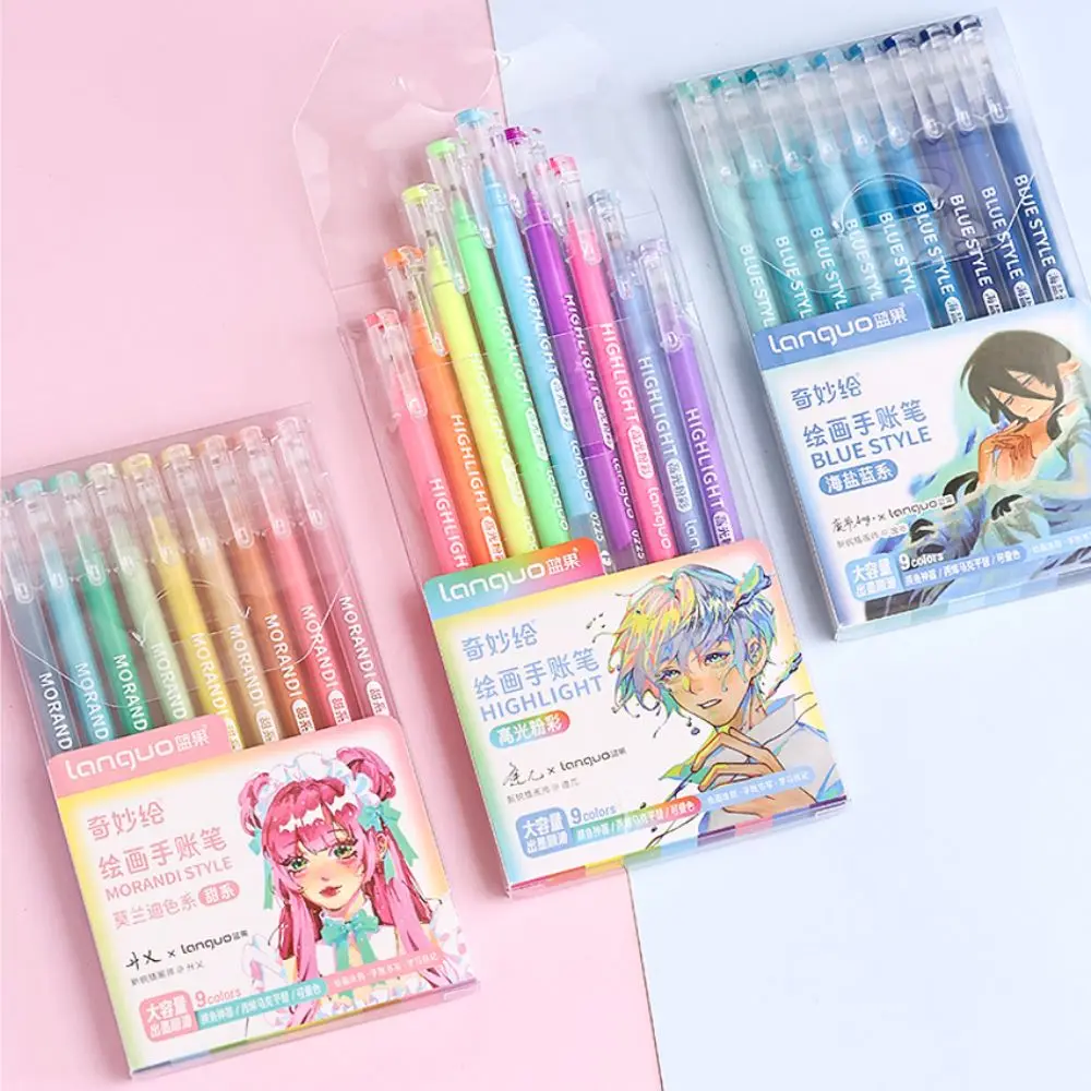 Kawaii Vintage Morandi Grau Stifte Set Multi Farbe Gel Tinte Stifte Marker Liner Kugelschreiber Schule Büro Schreibwaren Geschenk Stift – Detail 1