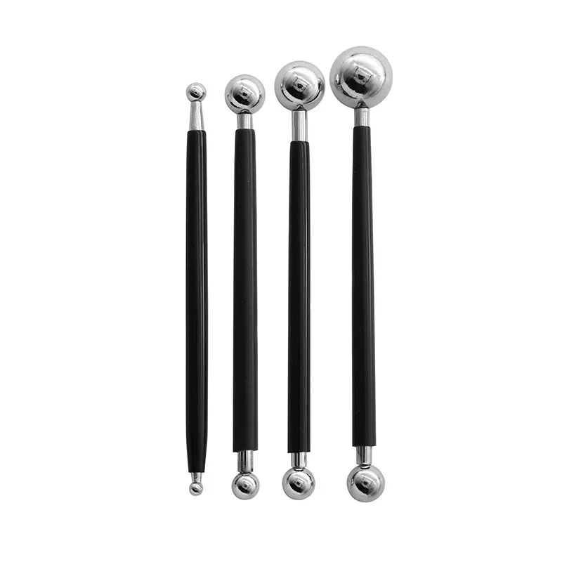 4pcs פיסול mods stylus כלי זכוכית פיסלת כלי מידול פיסולי כדור מתכת