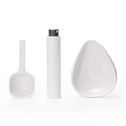 Premium Coffee Dosing and Spraying Kit - Elegant Ceramic Tray with Precision Sprayer and Spoon for Barista - Level Brewing (White Set of 3)