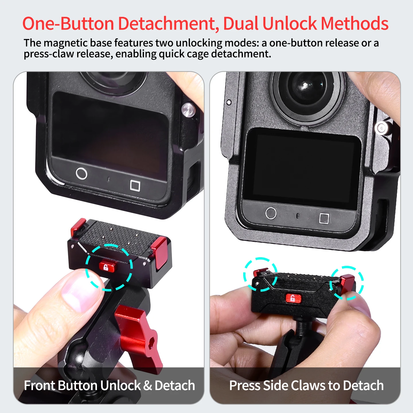 Metallgehäuse für DJI Osmo 360 Panorama-Kamera, Vlog, stoßfester Rahmen, Schnellverschluss, magnetische Basis, Stativhalterung, Cold Shoe 1/4 Mount – Detail 4