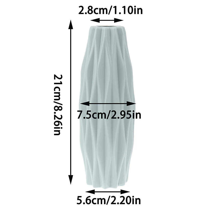 1pc Flower Vase Decoration Home Plastic Vase White Imitation Ceramic Flower Pot 6