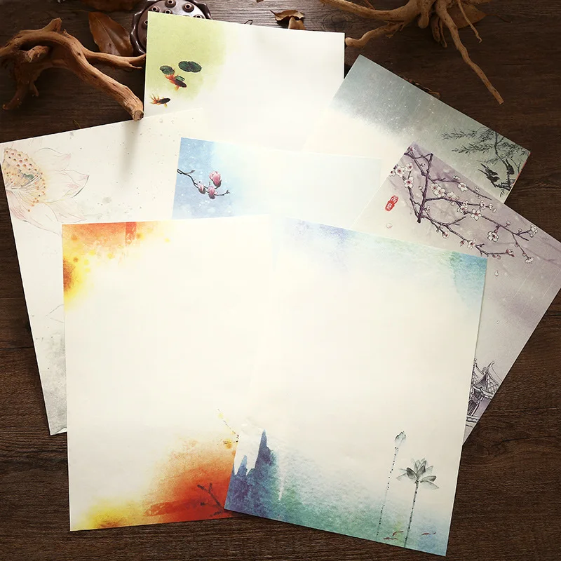 6pcs/set Chinese Painting Envelopes with Letter Pads Vintage Writing Paper Gift Packaging Party Invitation Card Cover Stationery