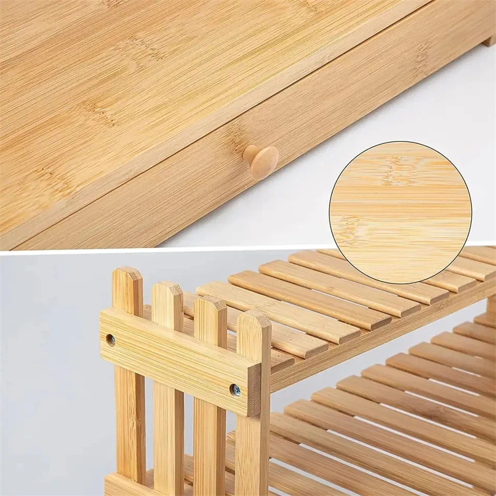 Bamboo Spice Rack Organizer for Kitchen Cabinet Cosmetic Organizer Countertop Spice Rack