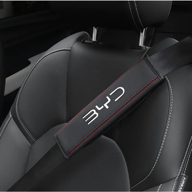 Cowhide Car Interior Seat Belt Protector Cover 1pc for BYD Atto3 Han EV Dolphin Song Qin Tang