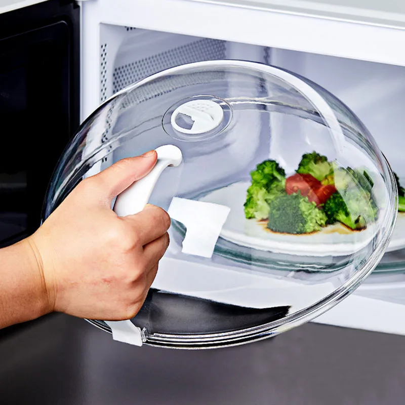 Microwave Splash Cover Handle High Temperature Resistant Microwave Guard Lid Transparent Food Heating Cover Steam Vent microwave food cover microwave dust cover