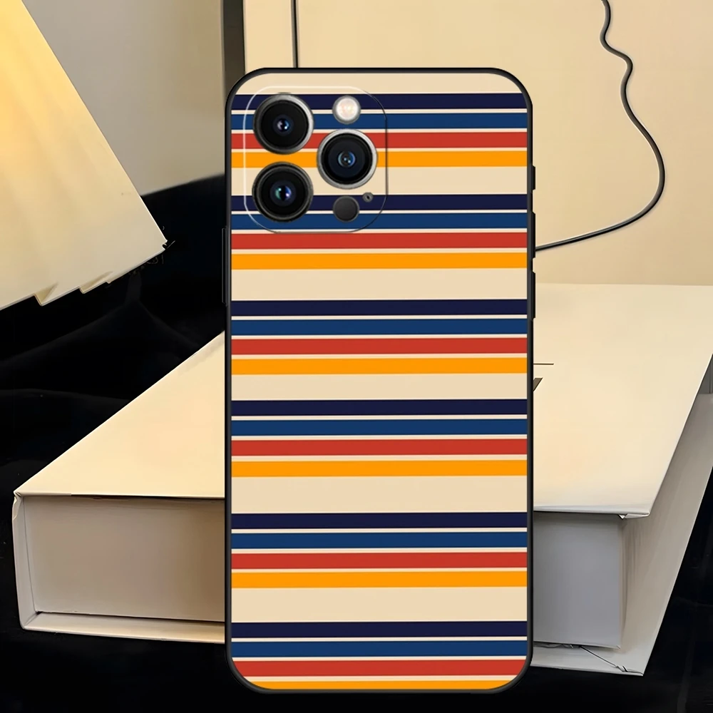 Retro Stripes Pattern Shockproof Silicone Phone Case Cover