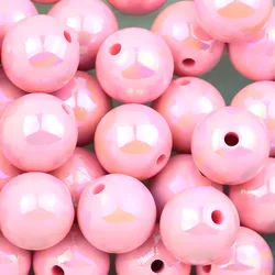 Vibrant 16mm Round UV Glitter Acrylic Beads for DIY Jewelry and Accessories (Pink)