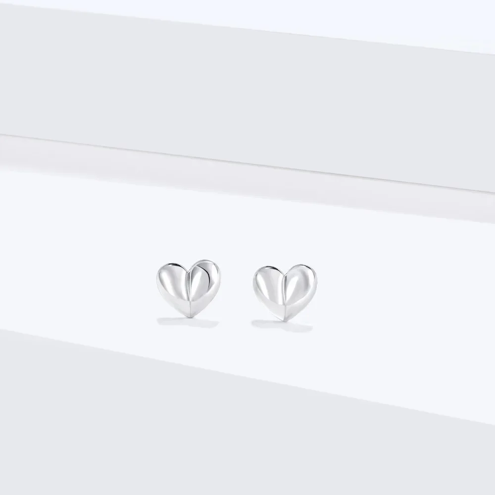Monkton Solid 925 Sterling Silver Mini Heart Stud Earrings for Women Platinum Plated Hypoallergenic Daily Earrings Jewelry Gifts