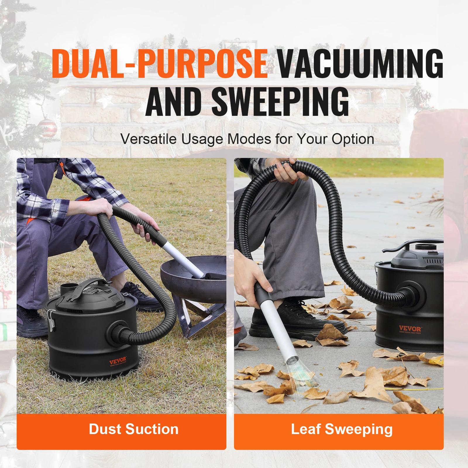 VEVOR Ash Vacuum Cleaner 4 Gallon with 1200W Powerful Suction Ash Vac Collector with 47.2 in Flexible Hose for Fireplaces Grills 6