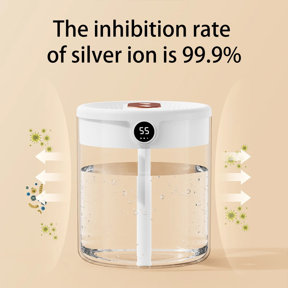 2L Portable Air Humidifier Mini Humidifier Digital Display Dual Nozzle Humidity Diffuser Cool Mist for Car Baby Room