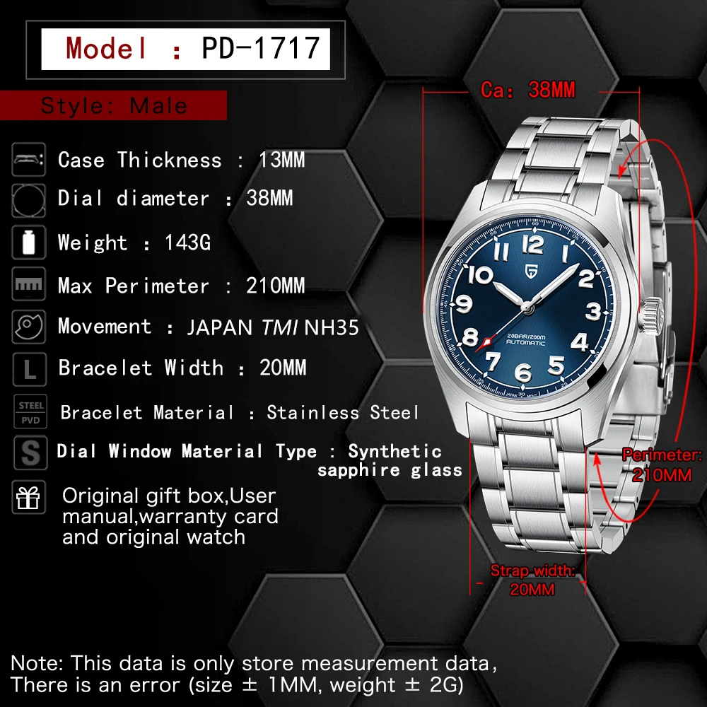 PAGANI DESIGN PD1717 Pilot NH35A Automatic Men's Mechanical