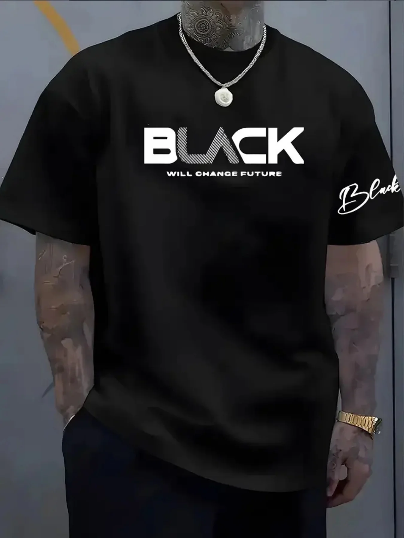 Men's T-shirt - Trendy Casual Design, Comfortable and Breathable Round Neck Short Sleeved, Suitable for Daily Summer Wear