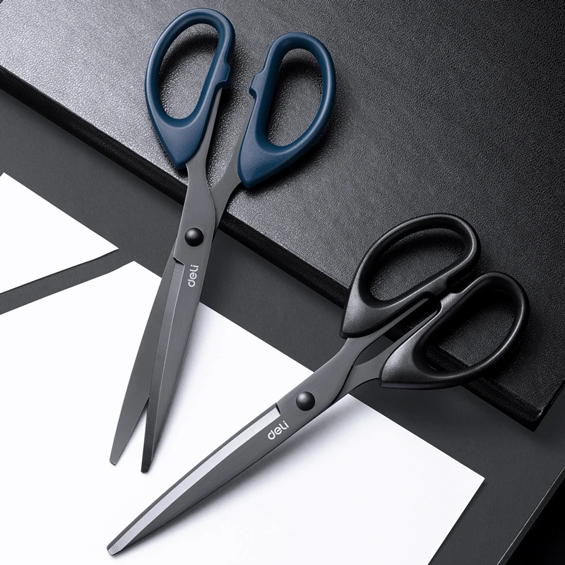 

Deli 210/175mm Black Stainless Steel Scissors Business Office Stationery Home Tailor Shears Kitchen Knife Cutter Cutting Tool