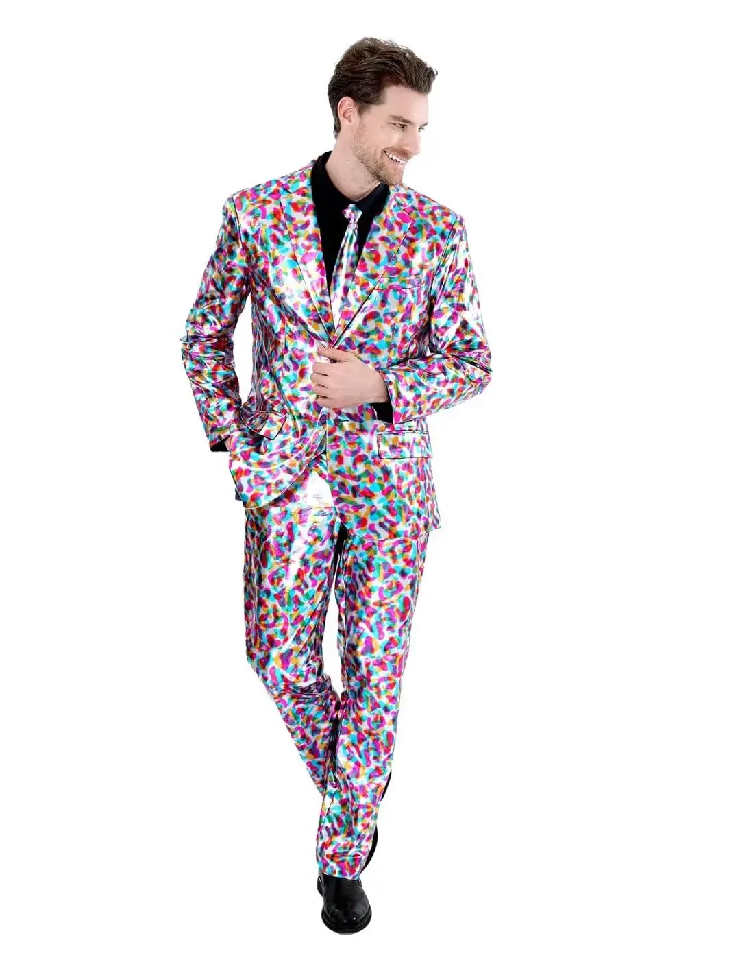 Completo da uomo, 2 pezzi, vestibilità aderente, stile casual, con giacca a bottone, blazer elegante, e pantaloni, per smoking, business, matrimonio e feste (51-Grigio, 13-14 Anni