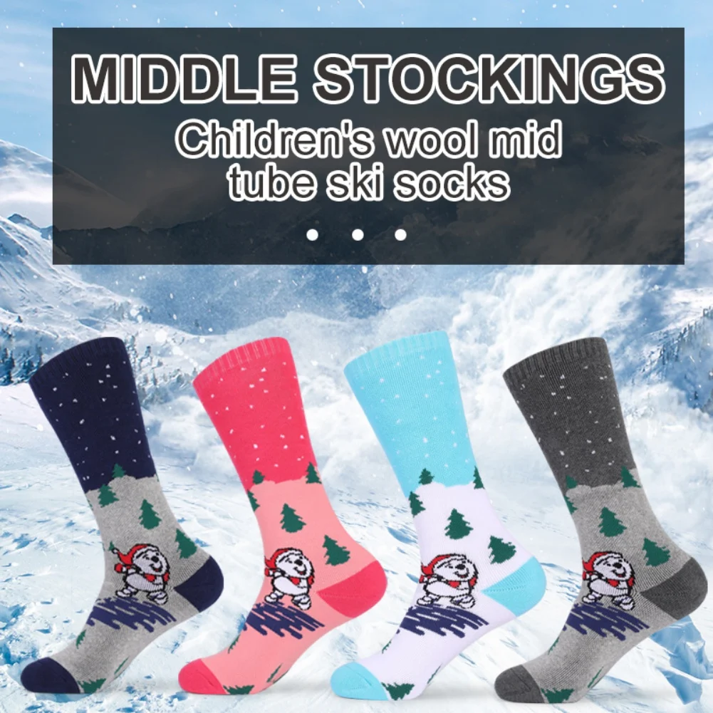 

2 Pairs Kids Winter Thermal Ski Socks Thicken Cotton Warm Socks Outdoor Snowboarding Cycling Hiking Stocking Soft Leg Warmer