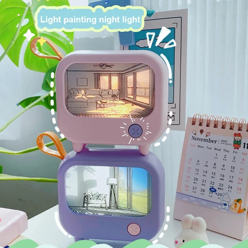 รูปสินค้า โคมไฟตั้งโต๊ะ LED รูปทีวี น่ารัก แสงอ่อนโยน สำหรับเด็กเรียน