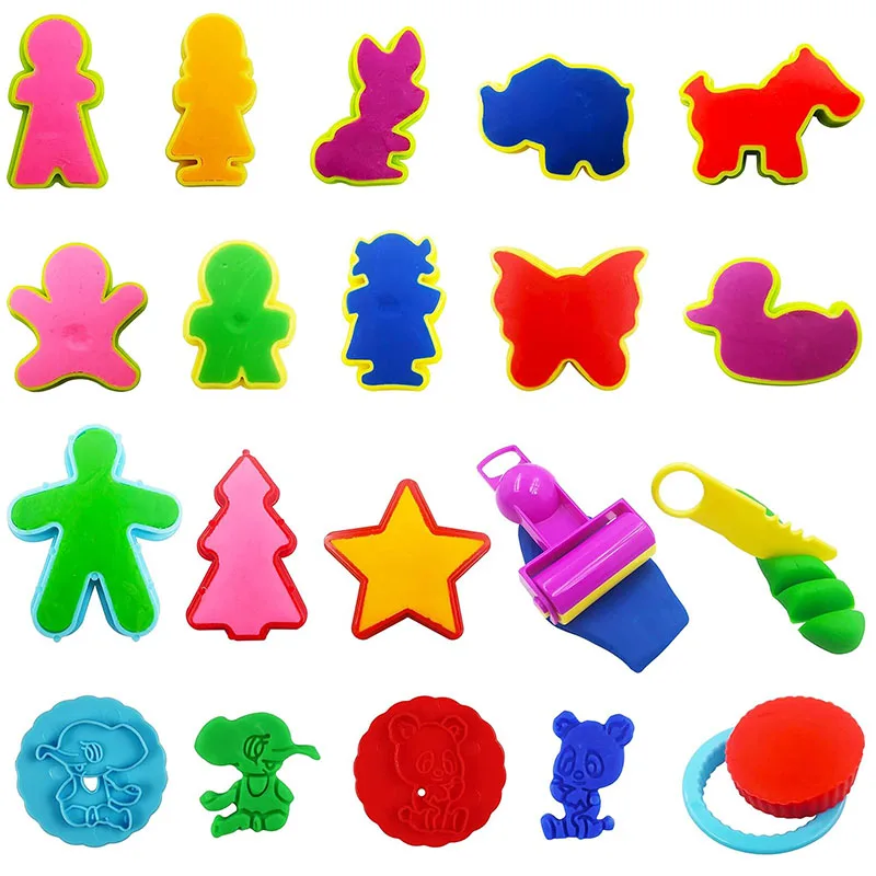 Various Plastic Dough Tools Plasticine Accessories Toys for Kids Animal Molds Rolling Pins Cutting Playdough Molds Puzzle Toys 4