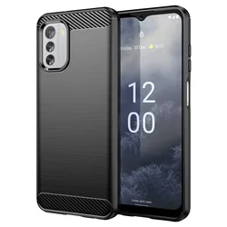Super Luxury Soft Silicone Carbon Fiber Shockproof Matte TPU Phone Case for Nokia G60 (Black)