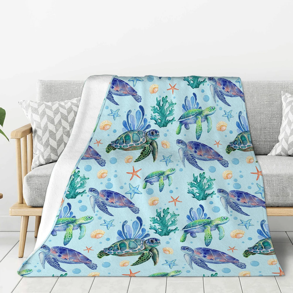 

Blanket Free Shipping Turtle Printing Flannel Blanket For Bed Sofa Chair Applicable All Season Travel Camping Blanket Gift