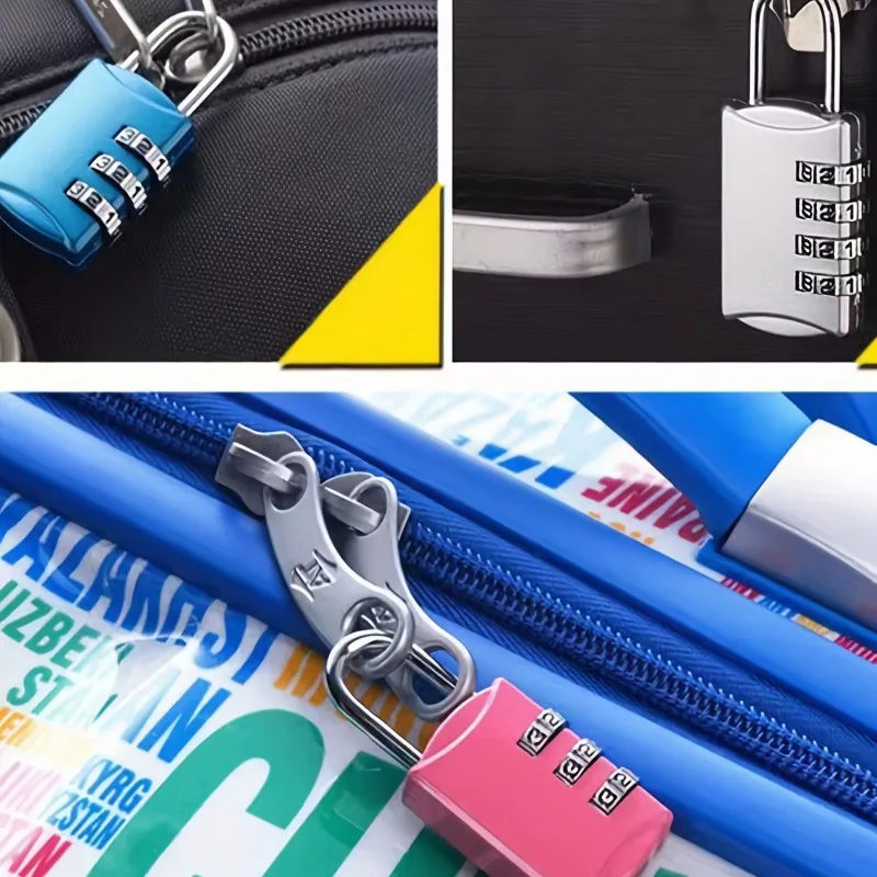 4-digit Password Lock Mini Gym Student Dormitory Cabinet Backpack Suitcase Drawer Zipper Hanging Lock Pink