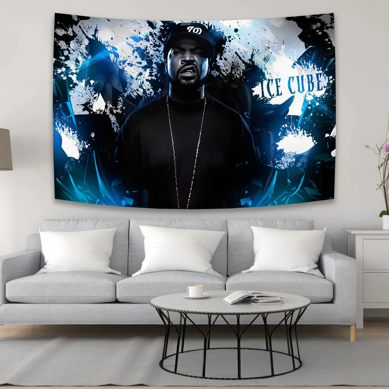 

90×150cm Ice Cube Hanging Tapestry Rapper Printed Dorm Or Bedroom Hippie Polyester Hotel Wall Decoration
