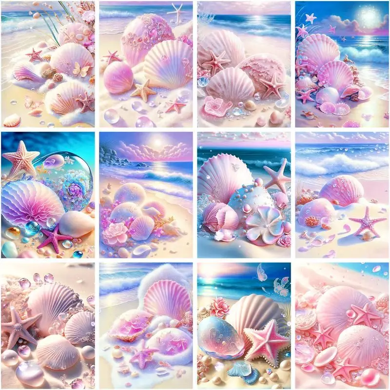 

CHENISTORY Oil Painting By Numbers Hand Painting Decorative Paintings Shell Scenery Number Paiting Painting Decor