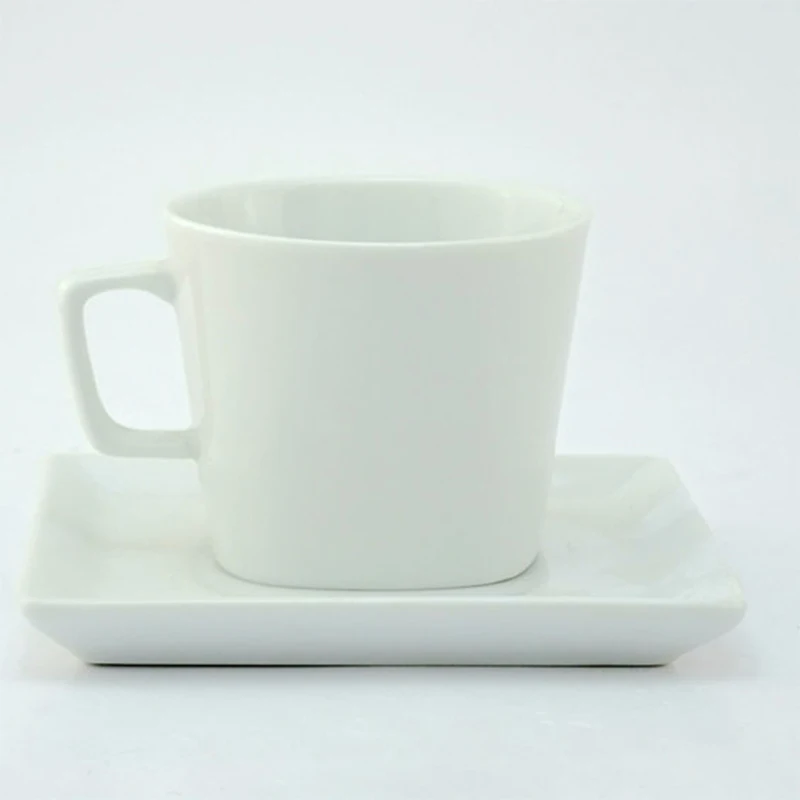 

Фарфоровая кофейная чашка на заказ, пустые чайные чашки оптом, блюдца, квадратной формы, белая фарфоровая чайная чашка и блюдце