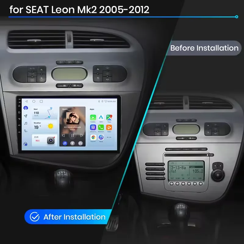 Radio de coche Junsun con CarPlay inalámbrico y Android Auto para Seat Leon 2 MK2 1P 2005-2012, navegador GPS, reproductor multimedia, DSP, WiFi, RDS, Bluetooth, FM, pantalla táctil IPS, autoradio 2