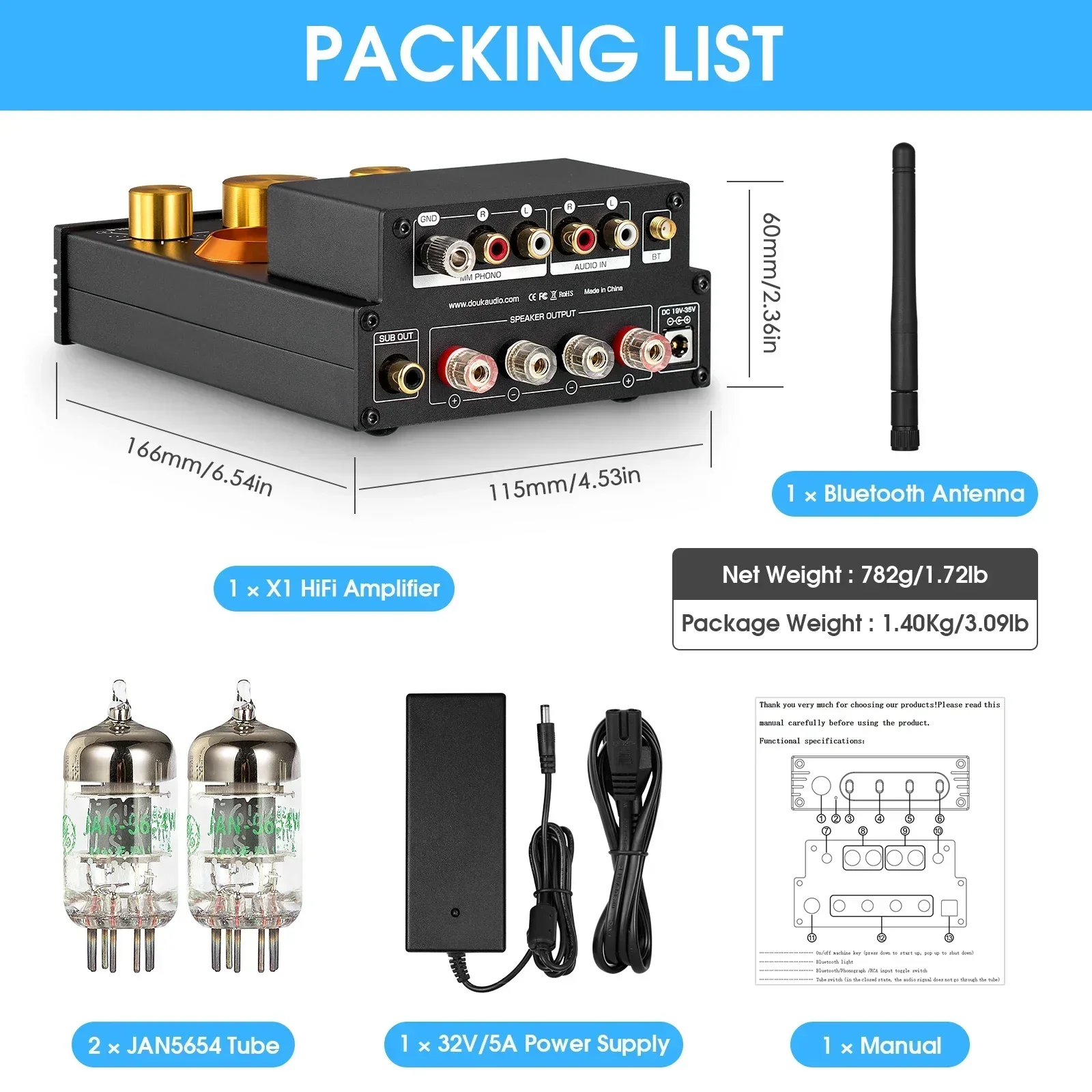Nobsound HiFi Vacuum Tube Bluetooth Amplifier