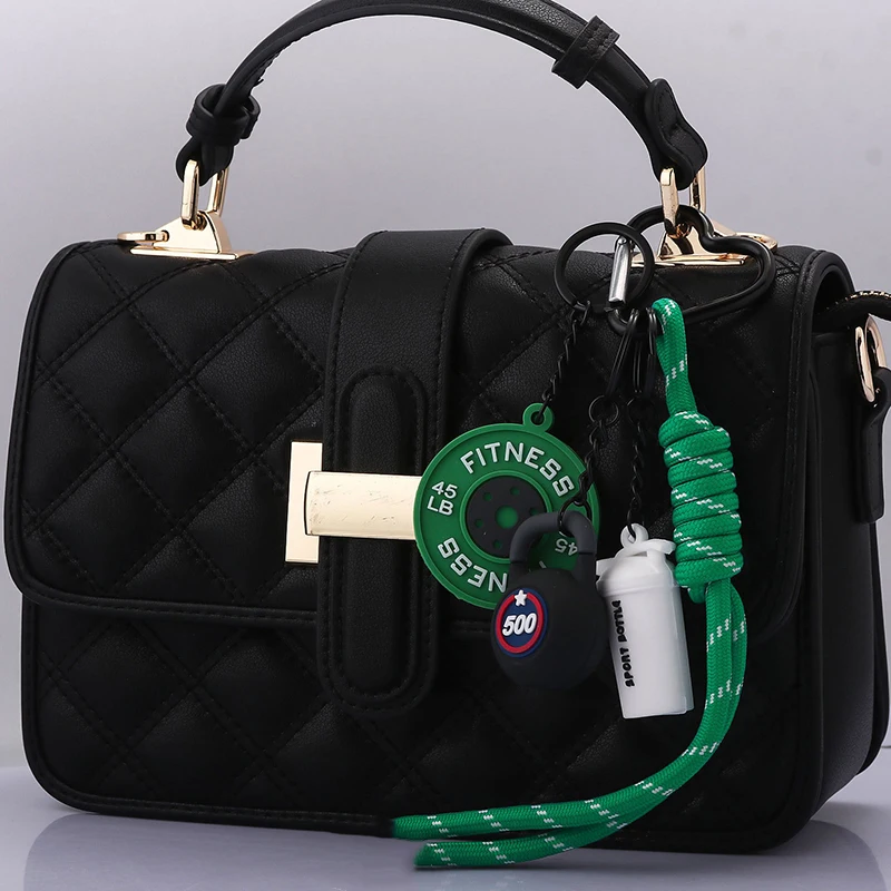 3DMini Dumbbell Fitness Kettle Keychain for Women Fashion Bag Pendant Fitness Enthusiast Bag Car Key Charm Decoration Gift