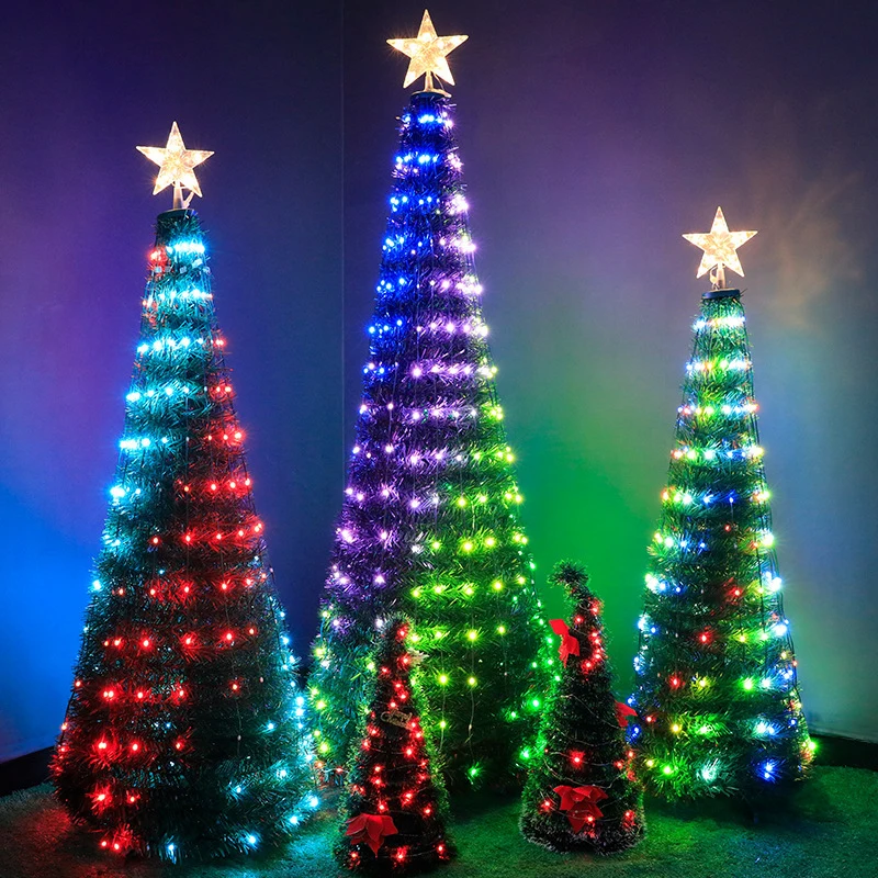 DIY Smart Christmas Tree Led Light Bluetooth APP Remote Control RGB String  Fairy Lights with Star Topper for Xmas New Year Decor - AliExpress