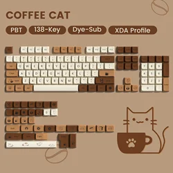Coffee Cat XDA Profile Customized PBT Keycaps - 143 Keys Dye - Sub Set (XDA coffee)