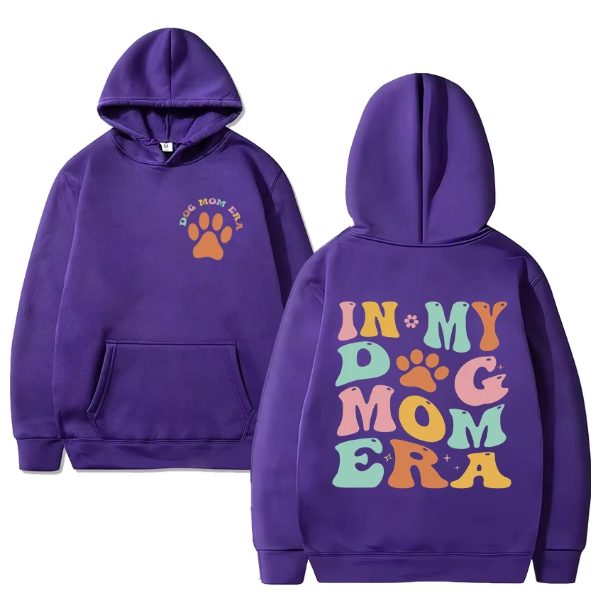 Funny In My Dog Mom Era Sweatshirt Men Women Casual Fashion Fleece Double Sided Printed Hoodie Unisex black Oversized pullovers