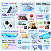 Blackview OSCAL MODERN 8 Smartphone 6.75inch Display 128GB/256GB ROM 50MP Rear Camera Mobile Phone 6000mAh Battery Android 13 4G 2