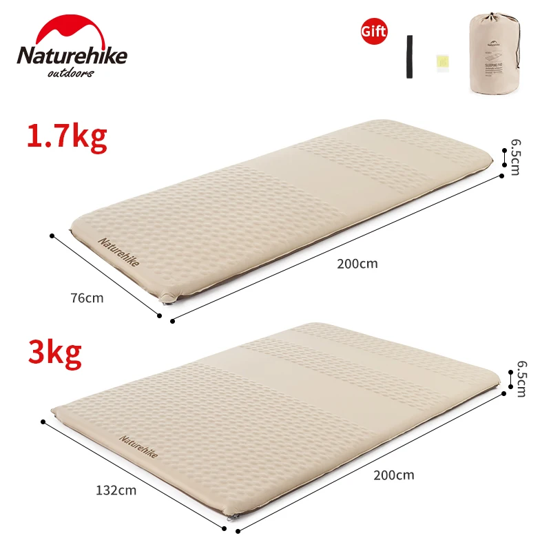 

Naturehike C6.5 Automatic Inflatable Cushion 6.5cm Mat Single Mattress Double Bed Sponge Sleeping Pad Ultralight Airmat