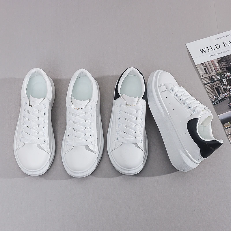 Description Picture 2 of itemFashion Women's Vulcanize Shoes 2024 New in Casual Classic Solid Color PU Leather Shoes Woman Casual White Shoes Sneakers