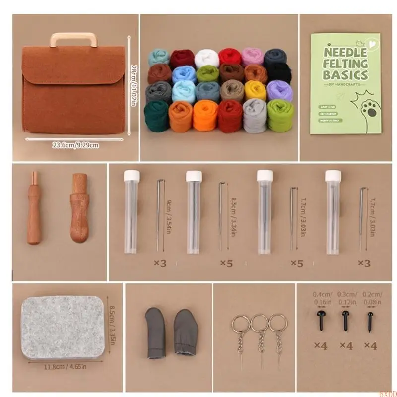 6XDD Needle Felting Supplies for Beginner with Felting Needle Instruction Wool Roving